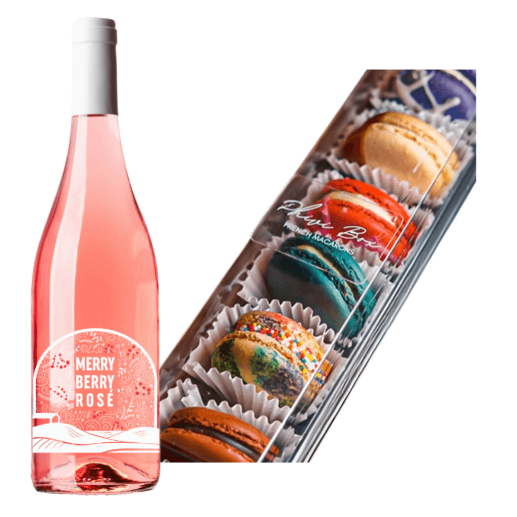 Merry Berry Rose wine paired with french macarons