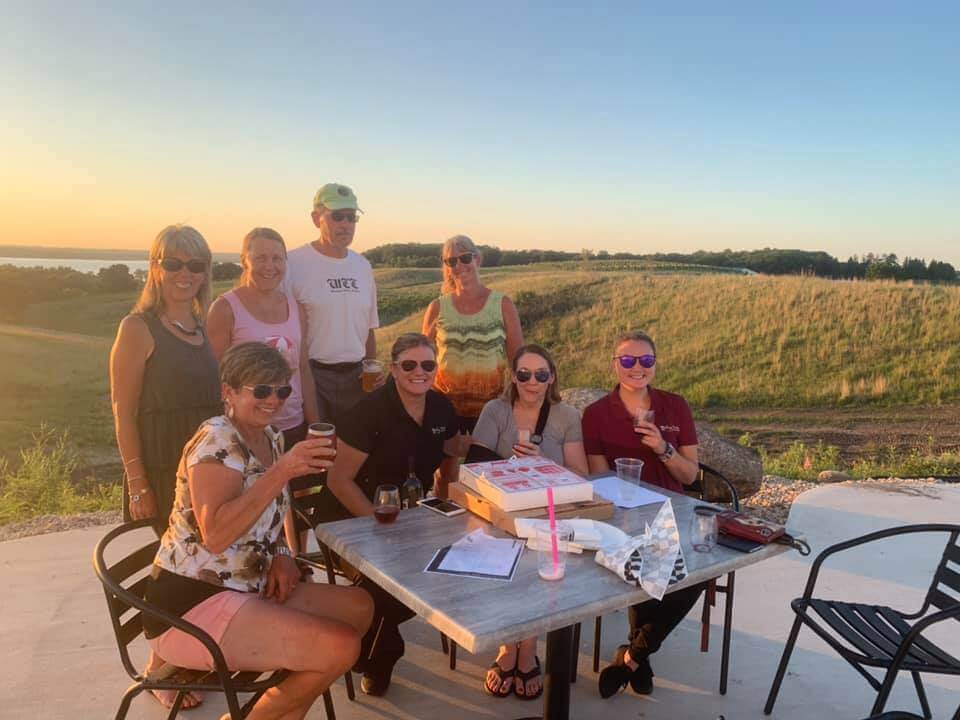 Winery customers enjoying wine at Rolling Forks Vineyards, Glenwood Minnesota