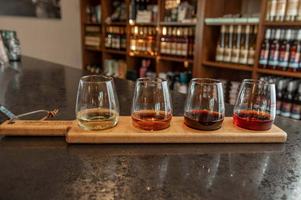 Wine Flight at Rolling Forks Vineyards, Glenwood, Minnesota, Wine Tasting and Tours