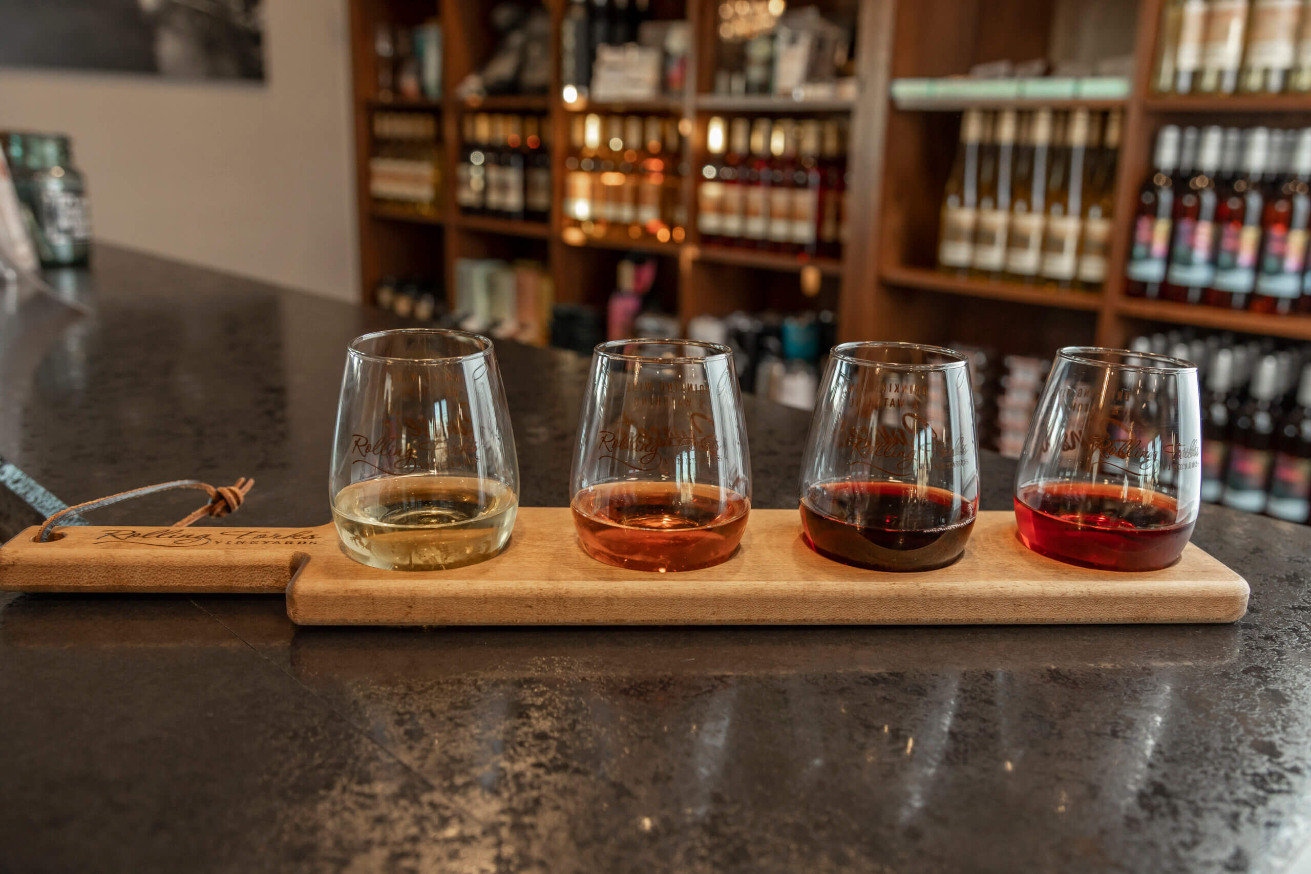 Wine Flight at Rolling Forks Vineyards, Glenwood, Minnesota, Wine Tasting and Tours