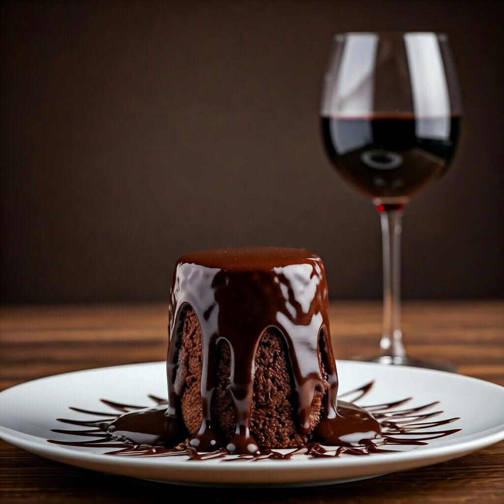 red wine chocolate sauce desert