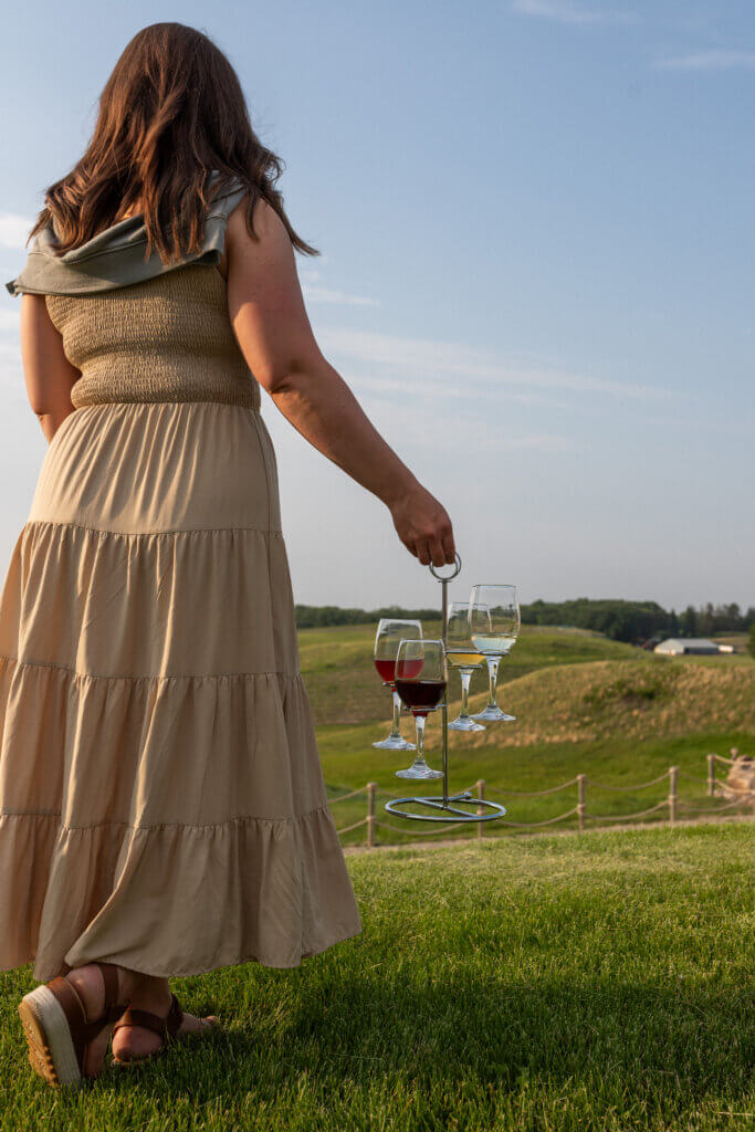 Woman visiting Winery, Rolling Forks Vineyards, Glensoow, Minnesota
