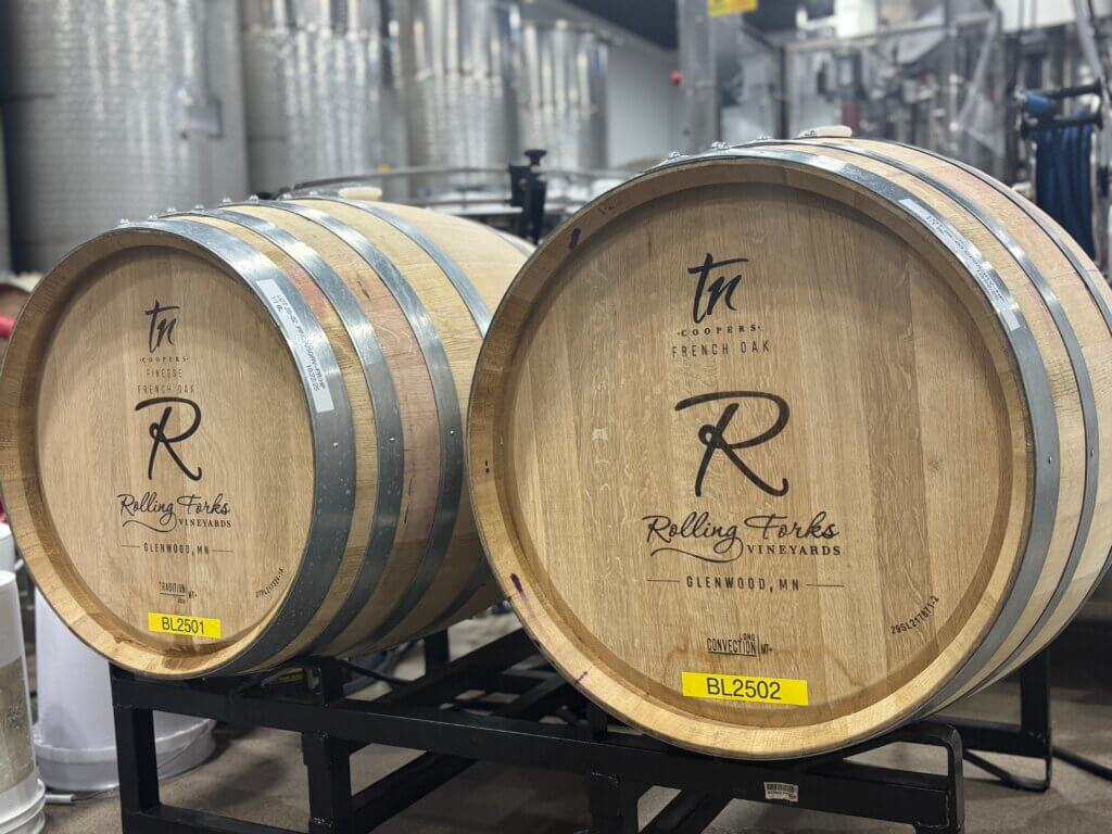 Rolling Forks Vineyards custom wine barrels, wine barrel club, glenwood Minnesota