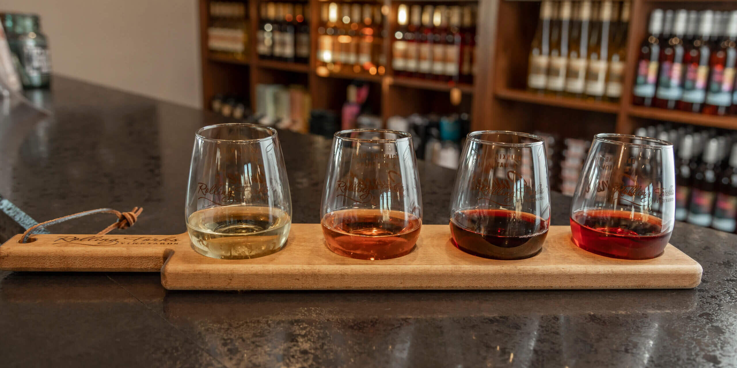 Wine Flight at Rolling Forks Vineyards, Glenwood, Minnesota, Wine Tasting and Tours