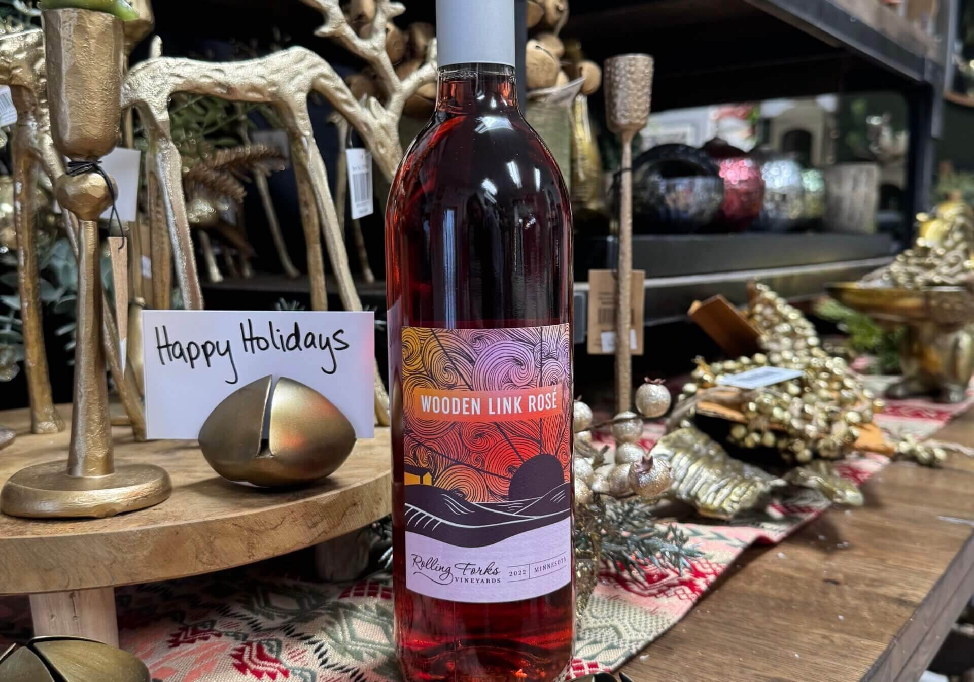 Wooden Link Rose' Wine, Rolling Forks Vineyards, Glenwood Minnesota